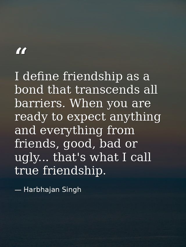 I define friendship as a bond that transcends all barriers. When you are ready to expect anything and everything from fr — Harbhajan Singh