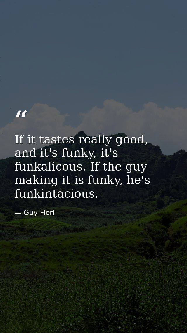 If it tastes really good, and it's funky, it's funkalicous. If the guy making it is funky, he's funkintacious. — Guy Fieri