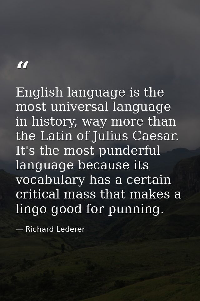 English language is the most universal language in history, way more than the Latin of Julius Caesar. It's the most pund — Richard Lederer