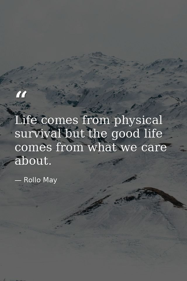 Life comes from physical survival but the good life comes from what we care about. — Rollo May