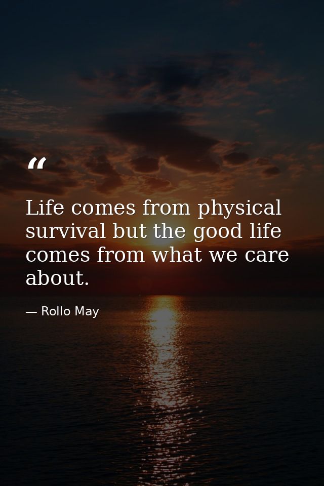 Life comes from physical survival but the good life comes from what we care about. — Rollo May