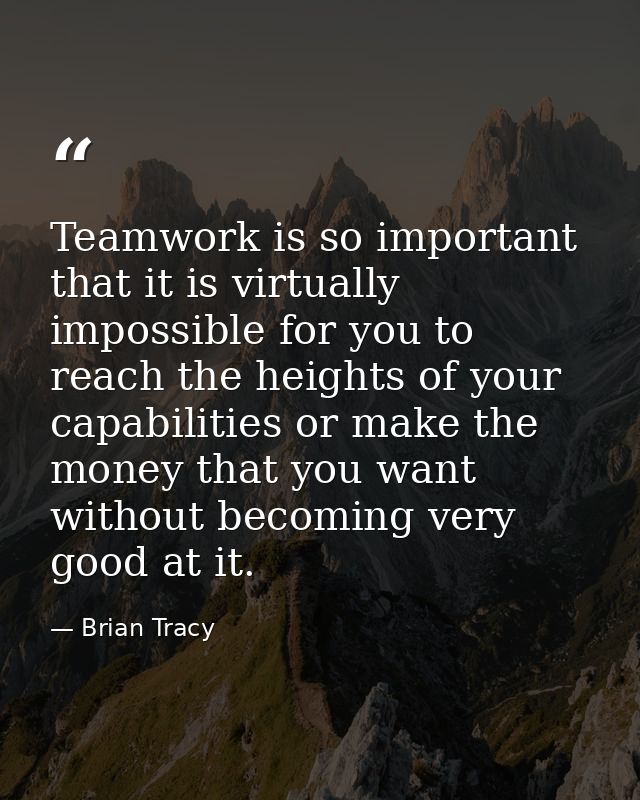Teamwork is so important that it is virtually impossible for you to reach the heights of your capabilities or make the m — Brian Tracy
