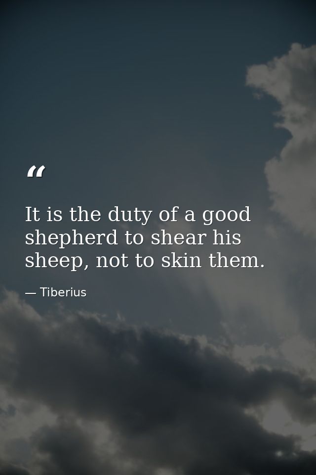 It is the duty of a good shepherd to shear his sheep, not to skin them. — Tiberius