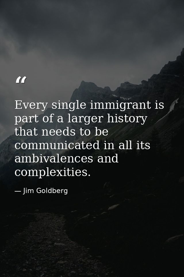 Every single immigrant is part of a larger history that needs to be communicated in all its ambivalences and complexitie — Jim Goldberg