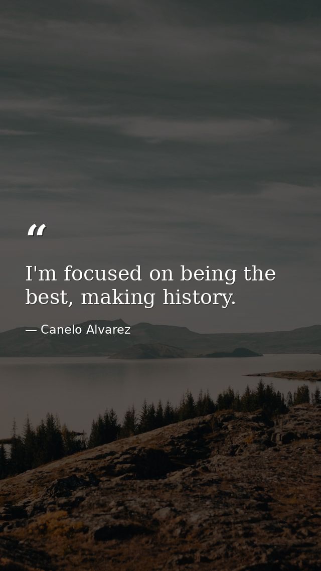 I'm focused on being the best, making history. — Canelo Alvarez