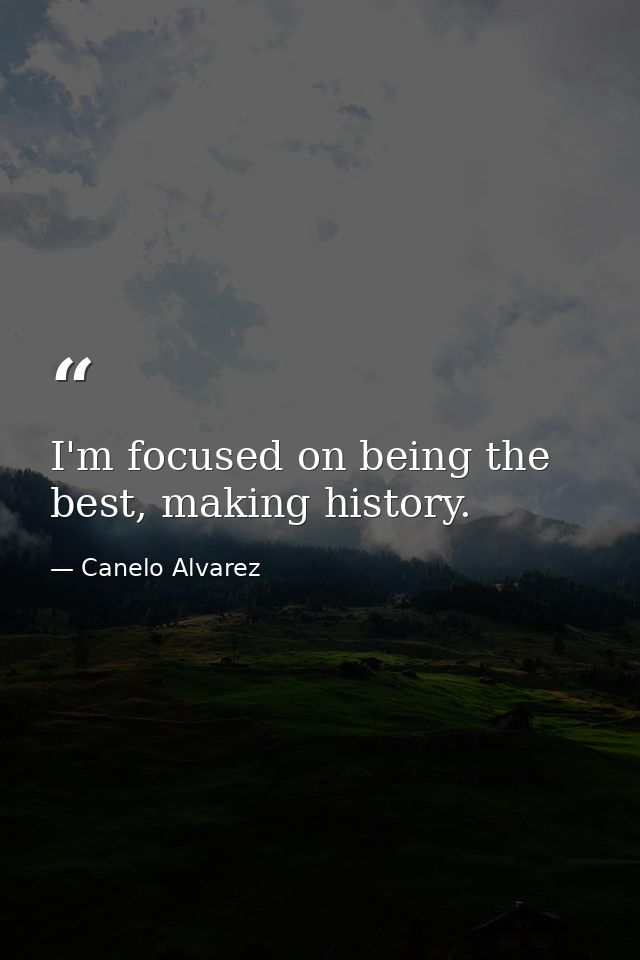 I'm focused on being the best, making history. — Canelo Alvarez