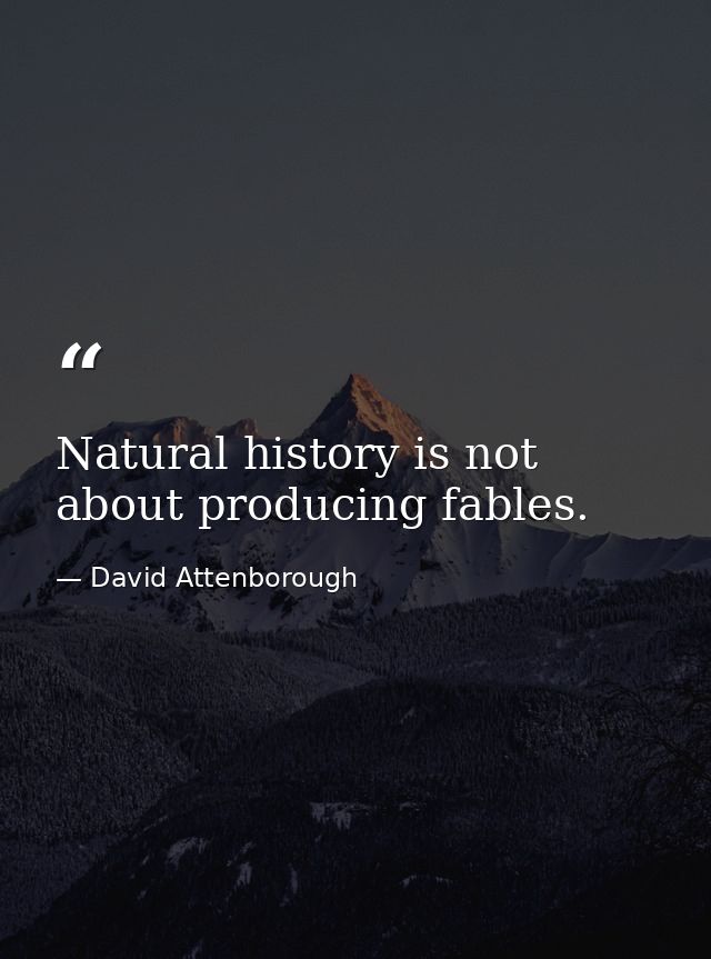 Natural history is not about producing fables. — David Attenborough