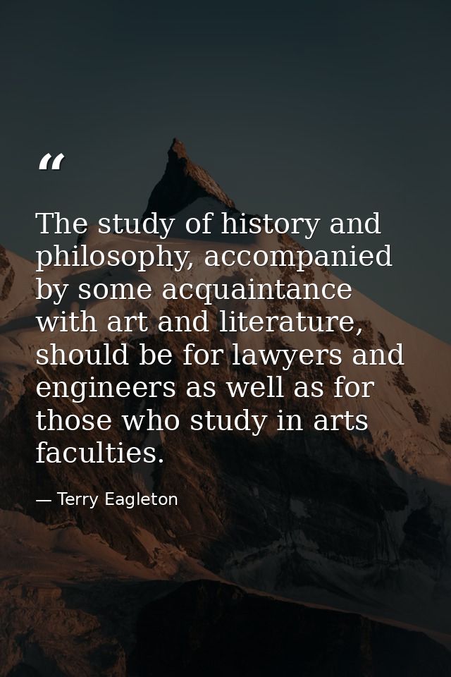 The study of history and philosophy, accompanied by some acquaintance with art and literature, should be for lawyers and — Terry Eagleton