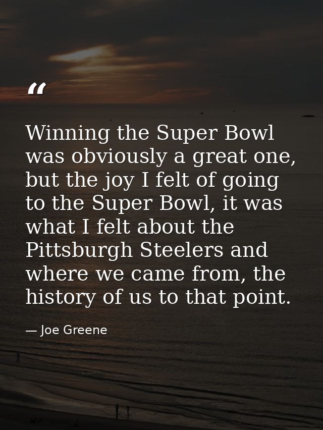 Winning the Super Bowl was obviously a great one, but the joy I felt of going to the Super Bowl, it was what I felt abou — Joe Greene