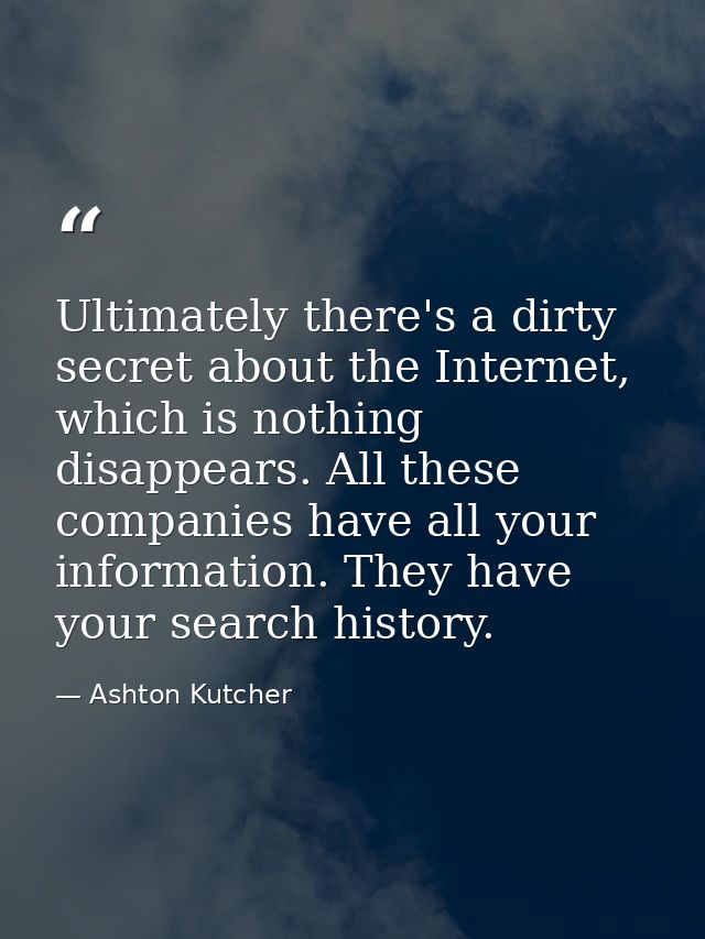 Ultimately there's a dirty secret about the Internet, which is nothing disappears. All these companies have all your inf — Ashton Kutcher