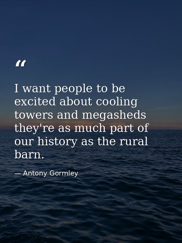 I want people to be excited about cooling towers and megasheds they're as much part of our history as the rural barn. — Antony Gormley