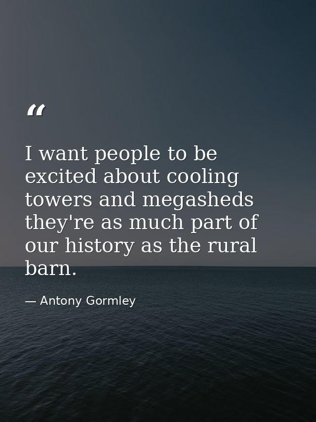 I want people to be excited about cooling towers and megasheds they're as much part of our history as the rural barn. — Antony Gormley