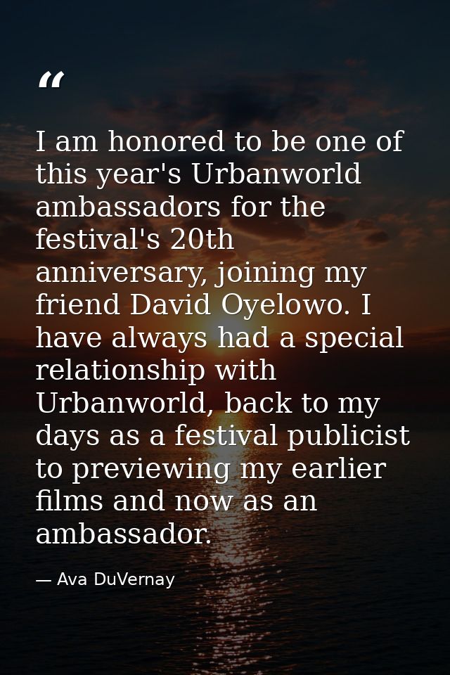 I am honored to be one of this year's Urbanworld ambassadors for the festival's 20th anniversary, joining my friend Davi — Ava DuVernay