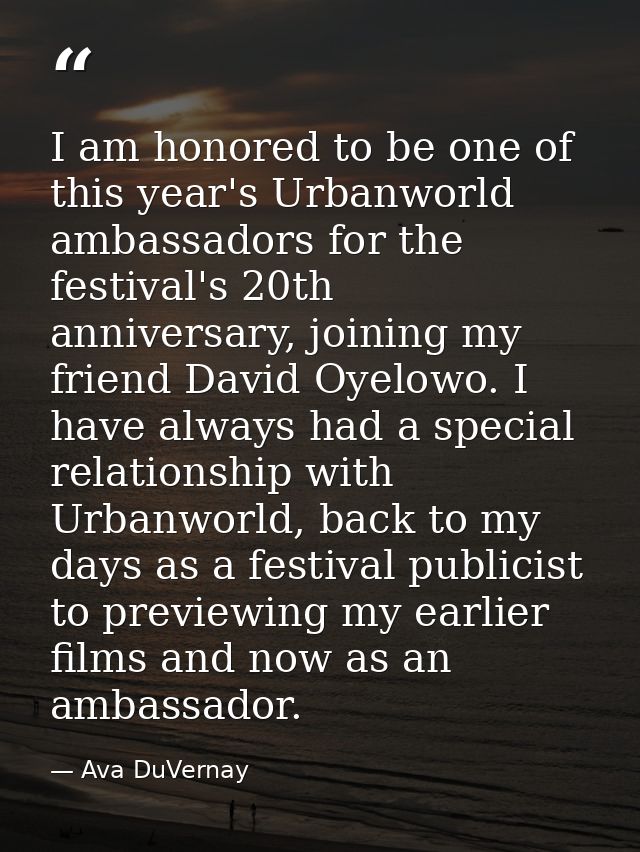 I am honored to be one of this year's Urbanworld ambassadors for the festival's 20th anniversary, joining my friend Davi — Ava DuVernay