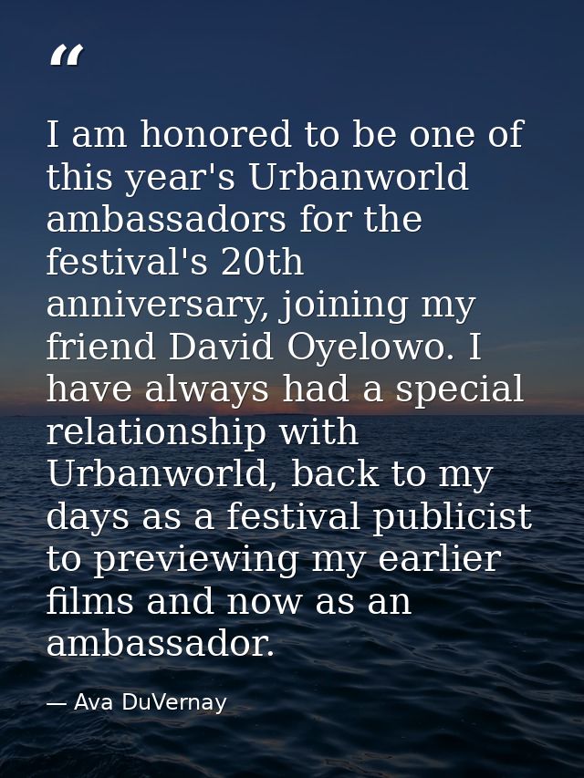 I am honored to be one of this year's Urbanworld ambassadors for the festival's 20th anniversary, joining my friend Davi — Ava DuVernay