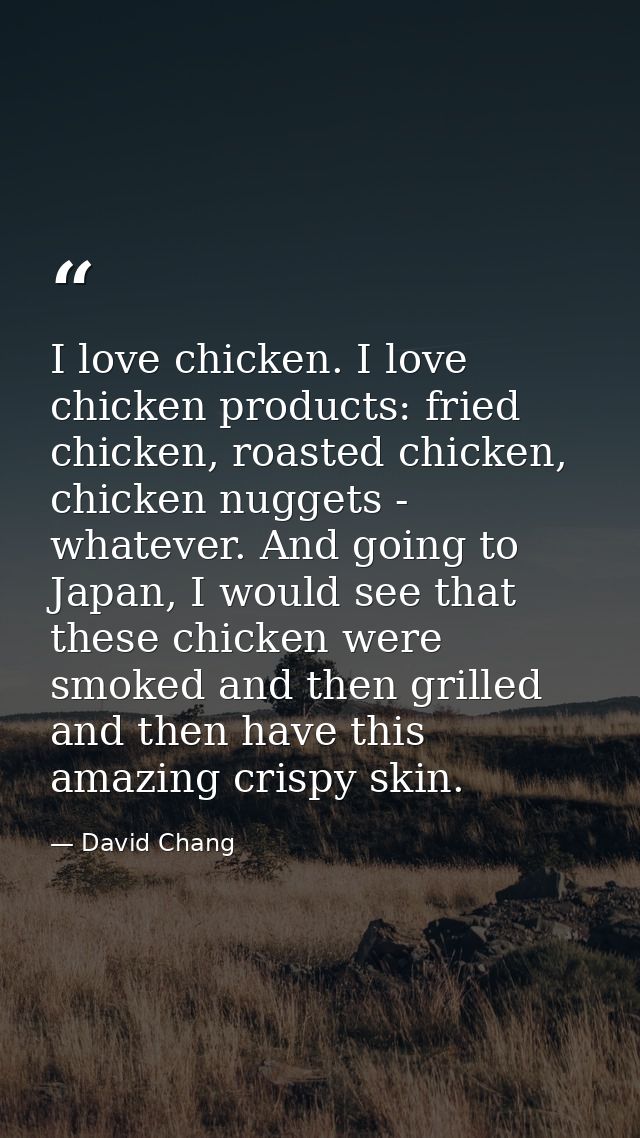 I love chicken. I love chicken products: fried chicken, roasted chicken, chicken nuggets - whatever. And going to Japan, — David Chang