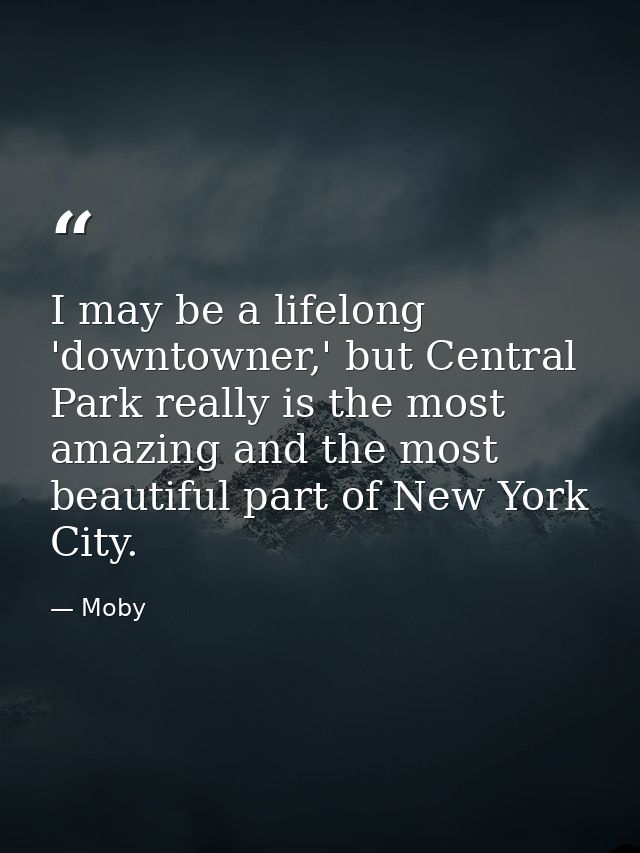 I may be a lifelong 'downtowner,' but Central Park really is the most amazing and the most beautiful part of New York Ci — Moby