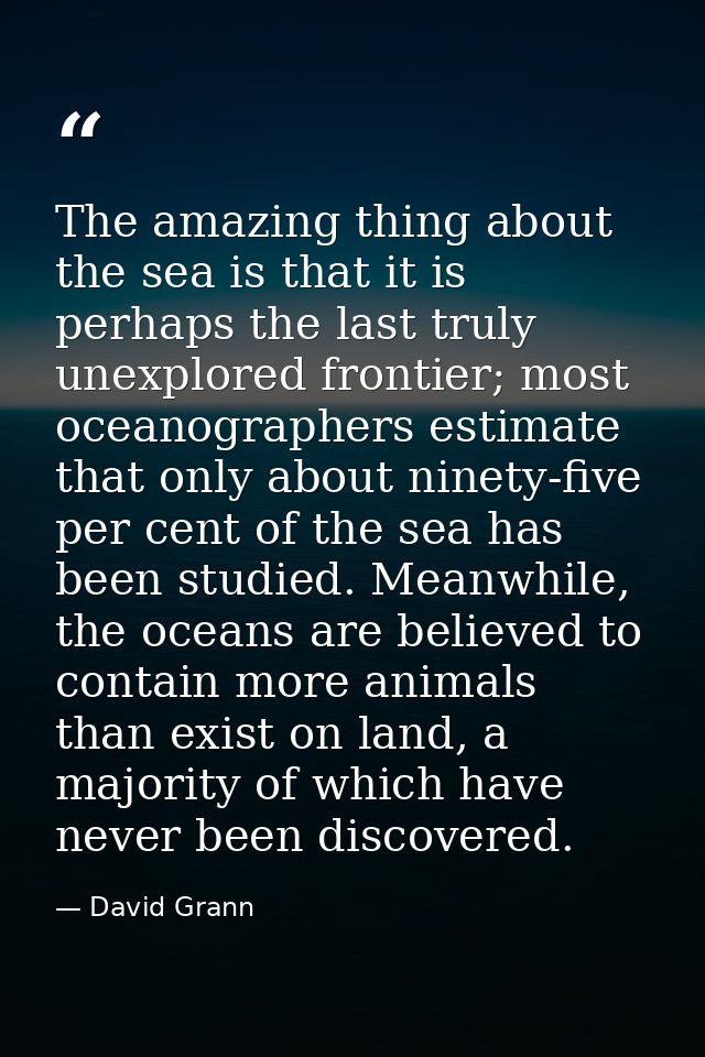 The amazing thing about the sea is that it is perhaps the last truly unexplored frontier; most oceanographers estimate t — David Grann