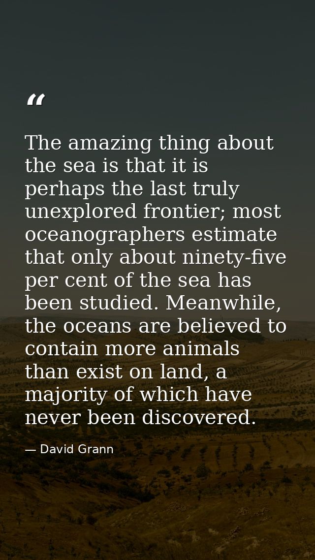The amazing thing about the sea is that it is perhaps the last truly unexplored frontier; most oceanographers estimate t — David Grann