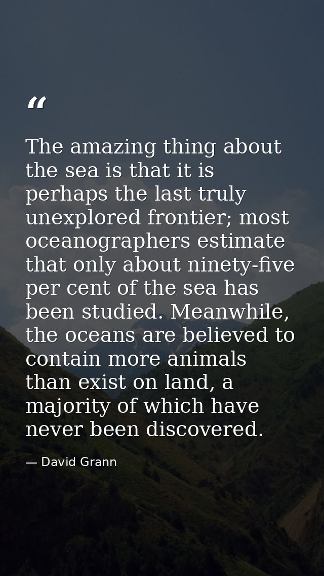 The amazing thing about the sea is that it is perhaps the last truly unexplored frontier; most oceanographers estimate t — David Grann