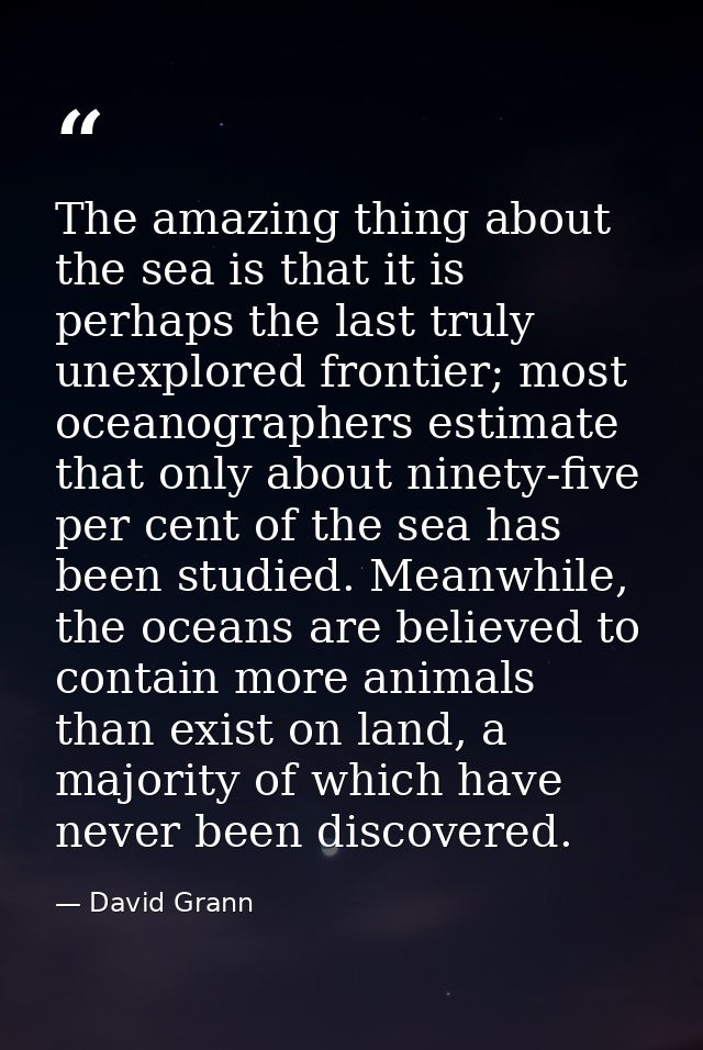 The amazing thing about the sea is that it is perhaps the last truly unexplored frontier; most oceanographers estimate t — David Grann
