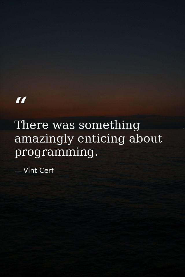 There was something amazingly enticing about programming. — Vint Cerf