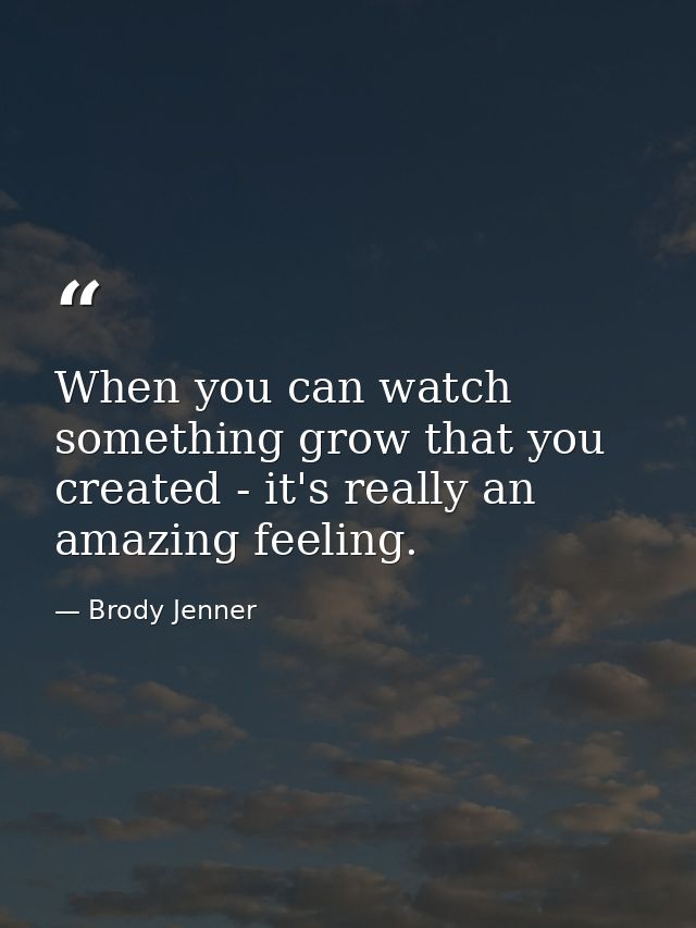 When you can watch something grow that you created - it's really an amazing feeling. — Brody Jenner