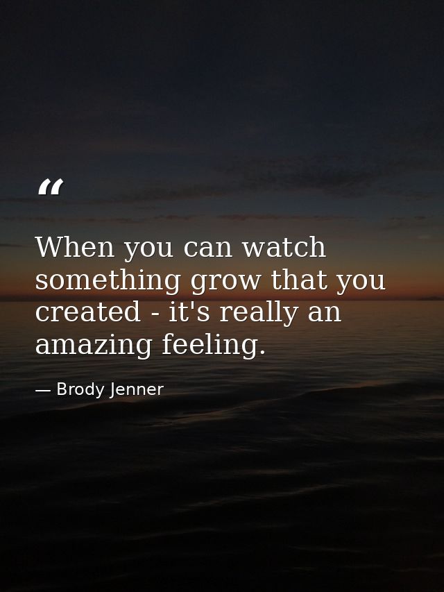 When you can watch something grow that you created - it's really an amazing feeling. — Brody Jenner