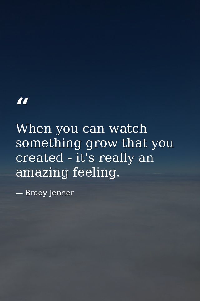 When you can watch something grow that you created - it's really an amazing feeling. — Brody Jenner