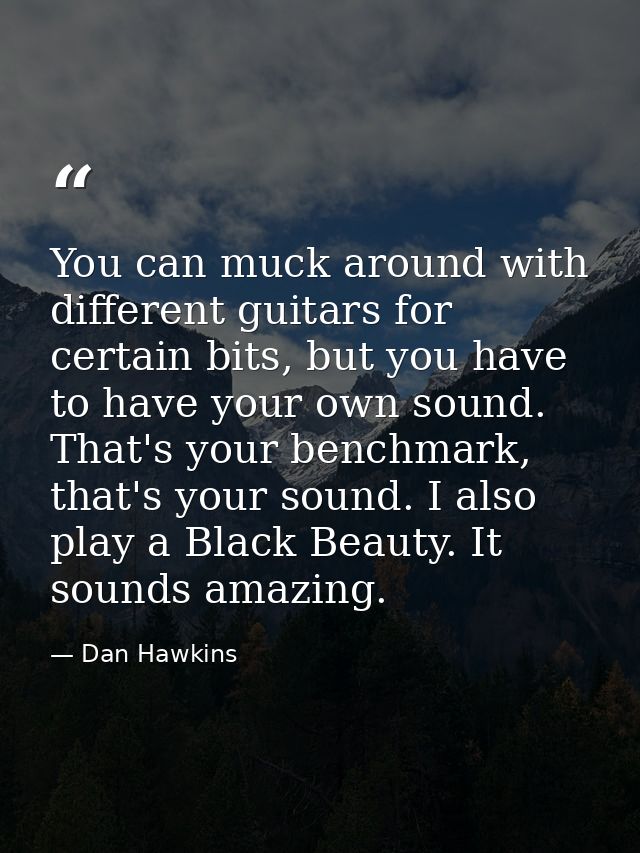 You can muck around with different guitars for certain bits, but you have to have your own sound. That's your benchmark, — Dan Hawkins