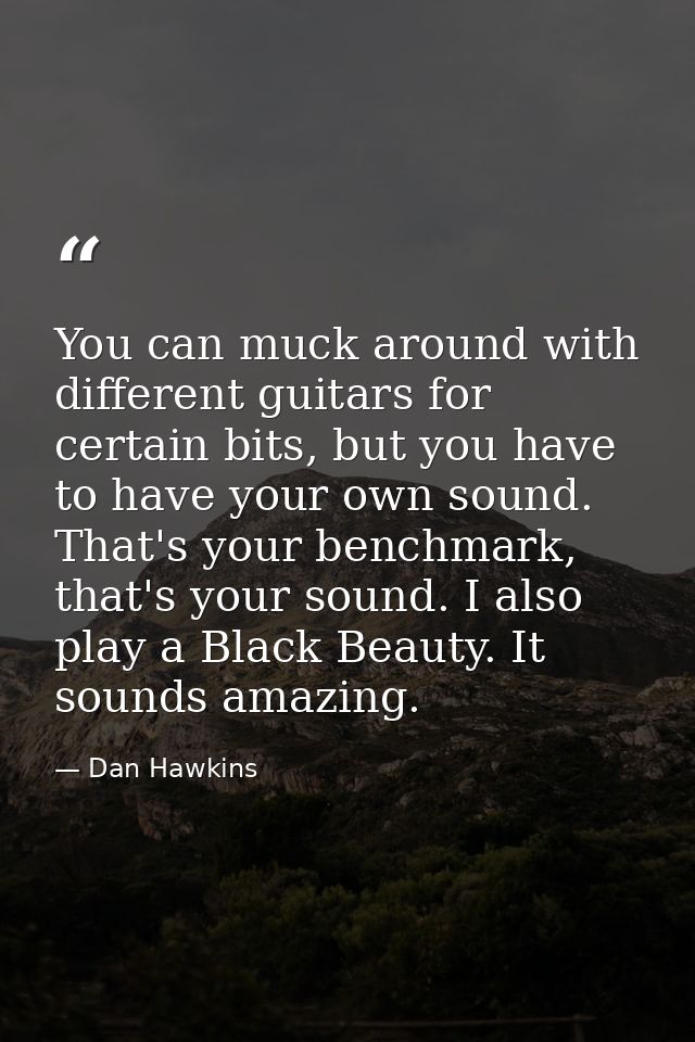 You can muck around with different guitars for certain bits, but you have to have your own sound. That's your benchmark, — Dan Hawkins