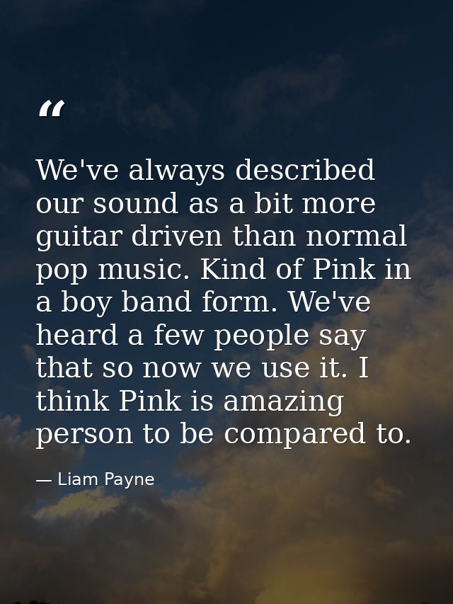 We've always described our sound as a bit more guitar driven than normal pop music. Kind of Pink in a boy band form. We' — Liam Payne