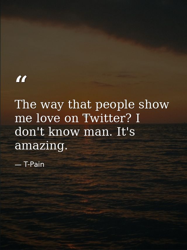The way that people show me love on Twitter? I don't know man. It's amazing. — T-Pain