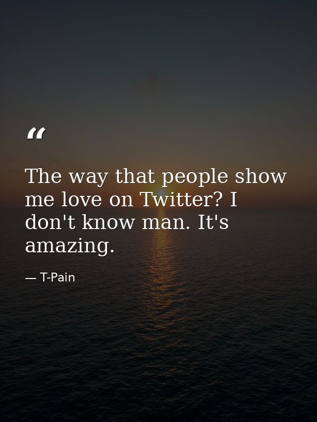The way that people show me love on Twitter? I don't know man. It's amazing. — T-Pain
