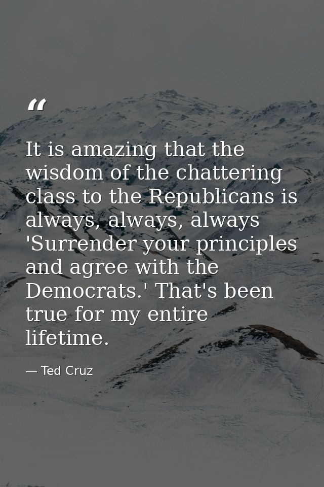 It is amazing that the wisdom of the chattering class to the Republicans is always, always, always 'Surrender your princ — Ted Cruz