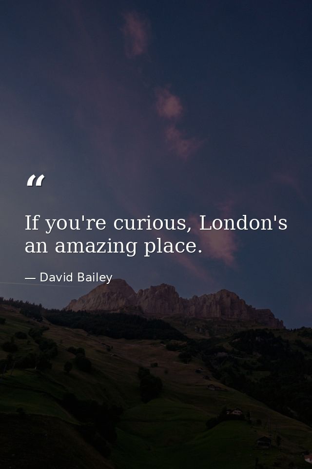 If you're curious, London's an amazing place. — David Bailey