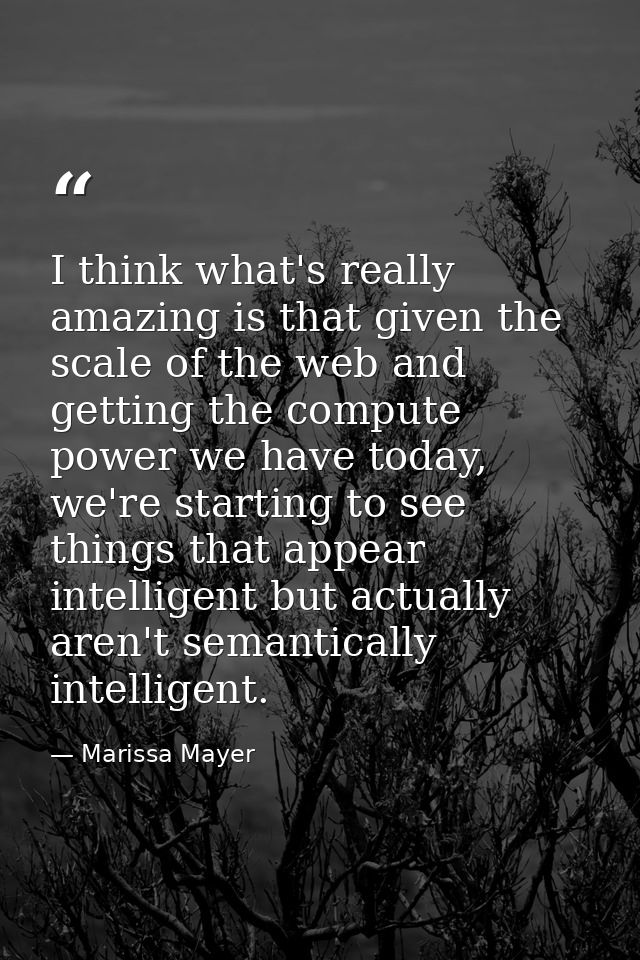 I think what's really amazing is that given the scale of the web and getting the compute power we have today, we're star — Marissa Mayer