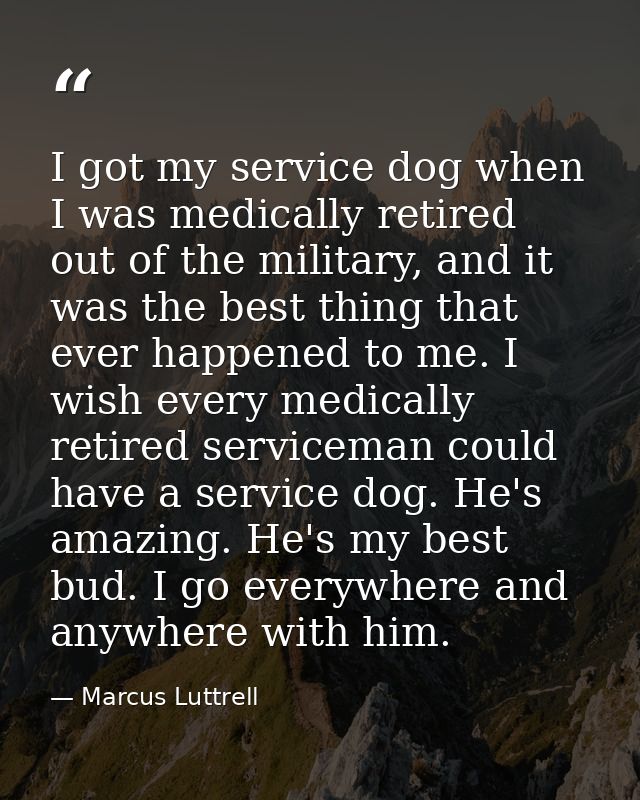 I got my service dog when I was medically retired out of the military, and it was the best thing that ever happened to m — Marcus Luttrell