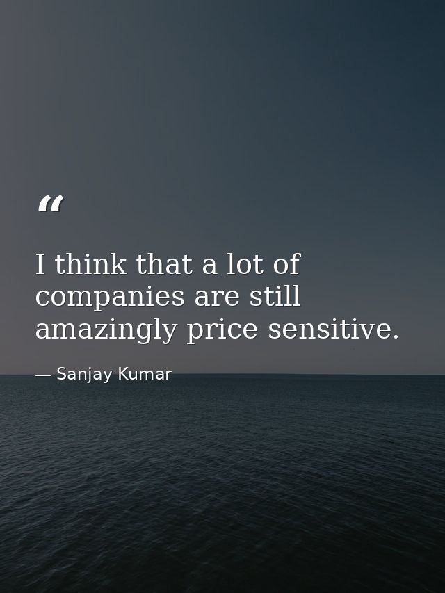 I think that a lot of companies are still amazingly price sensitive. — Sanjay Kumar