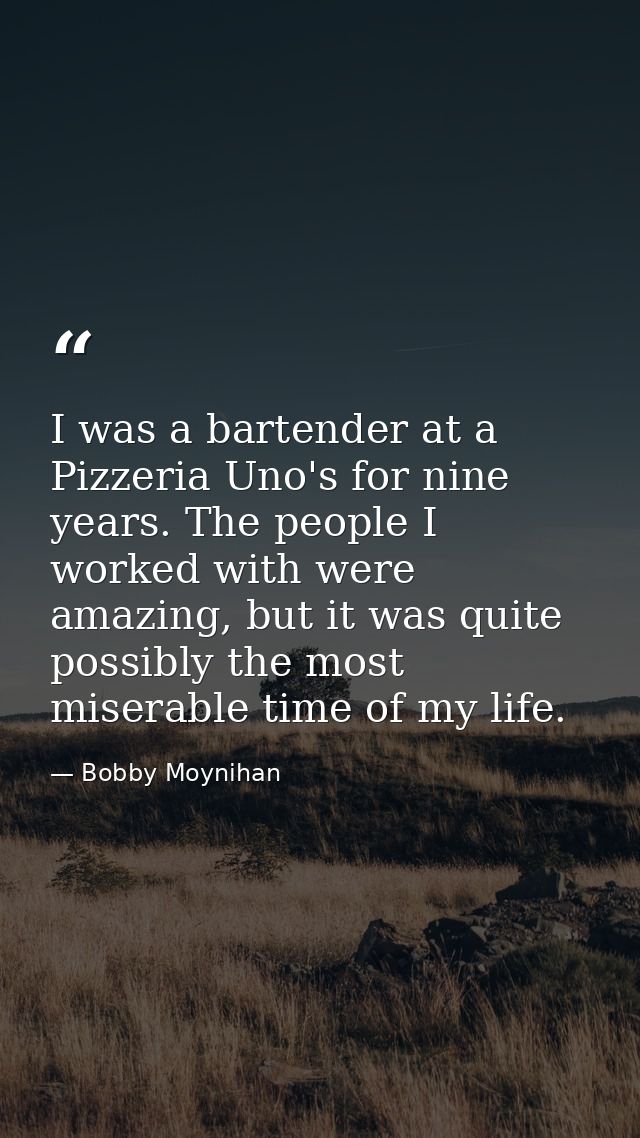 I was a bartender at a Pizzeria Uno's for nine years. The people I worked with were amazing, but it was quite possibly t — Bobby Moynihan