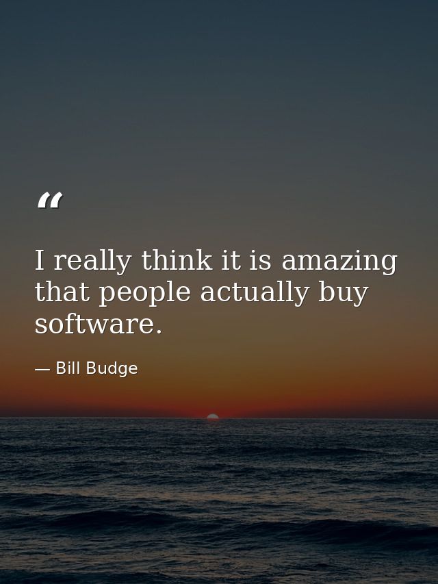 I really think it is amazing that people actually buy software. — Bill Budge