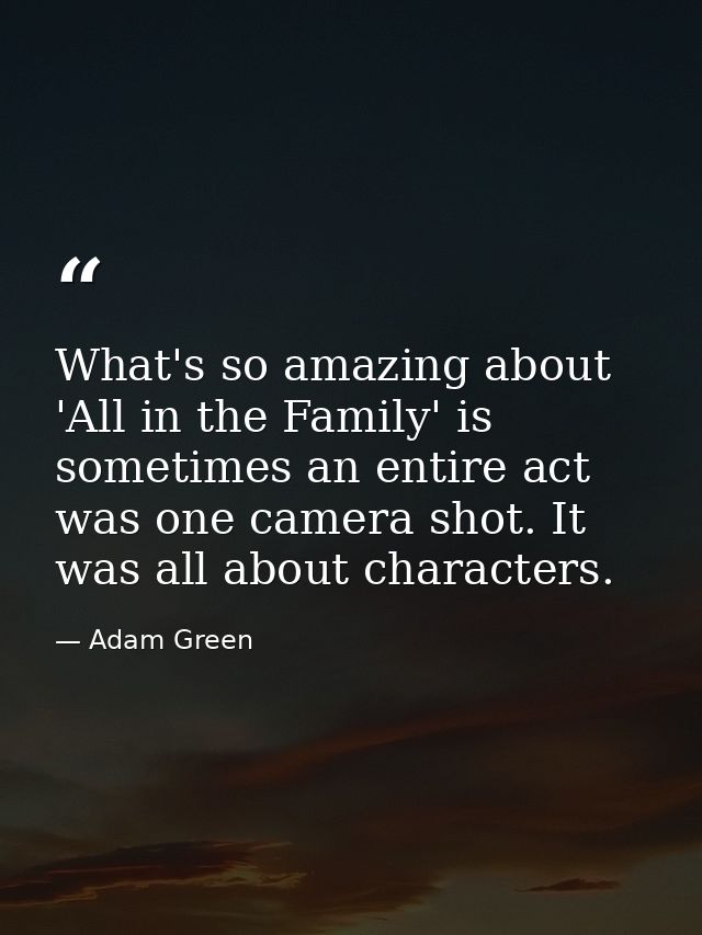 What's so amazing about 'All in the Family' is sometimes an entire act was one camera shot. It was all about characters. — Adam Green