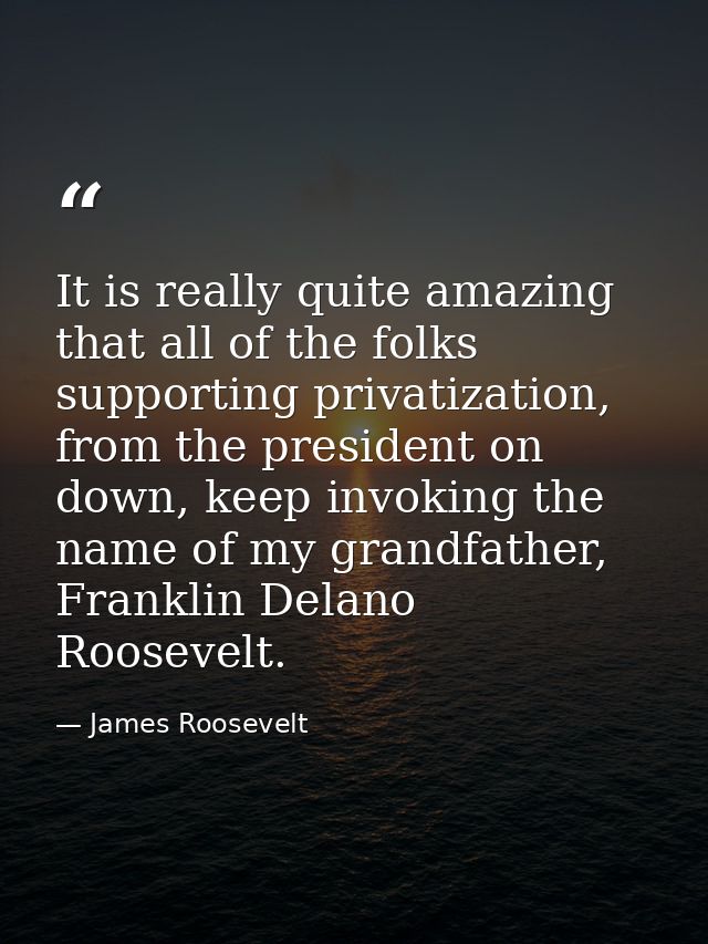 It is really quite amazing that all of the folks supporting privatization, from the president on down, keep invoking the — James Roosevelt