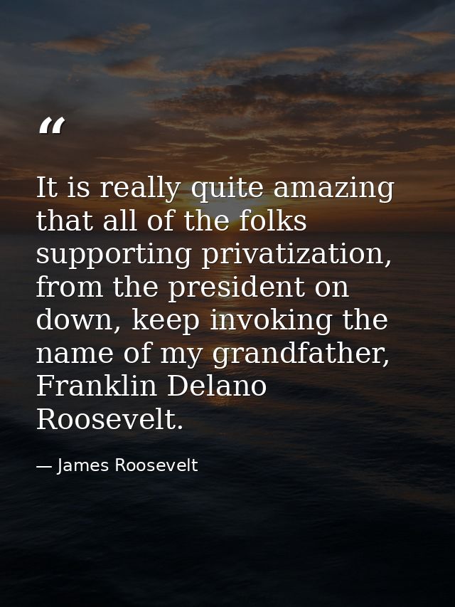 It is really quite amazing that all of the folks supporting privatization, from the president on down, keep invoking the — James Roosevelt