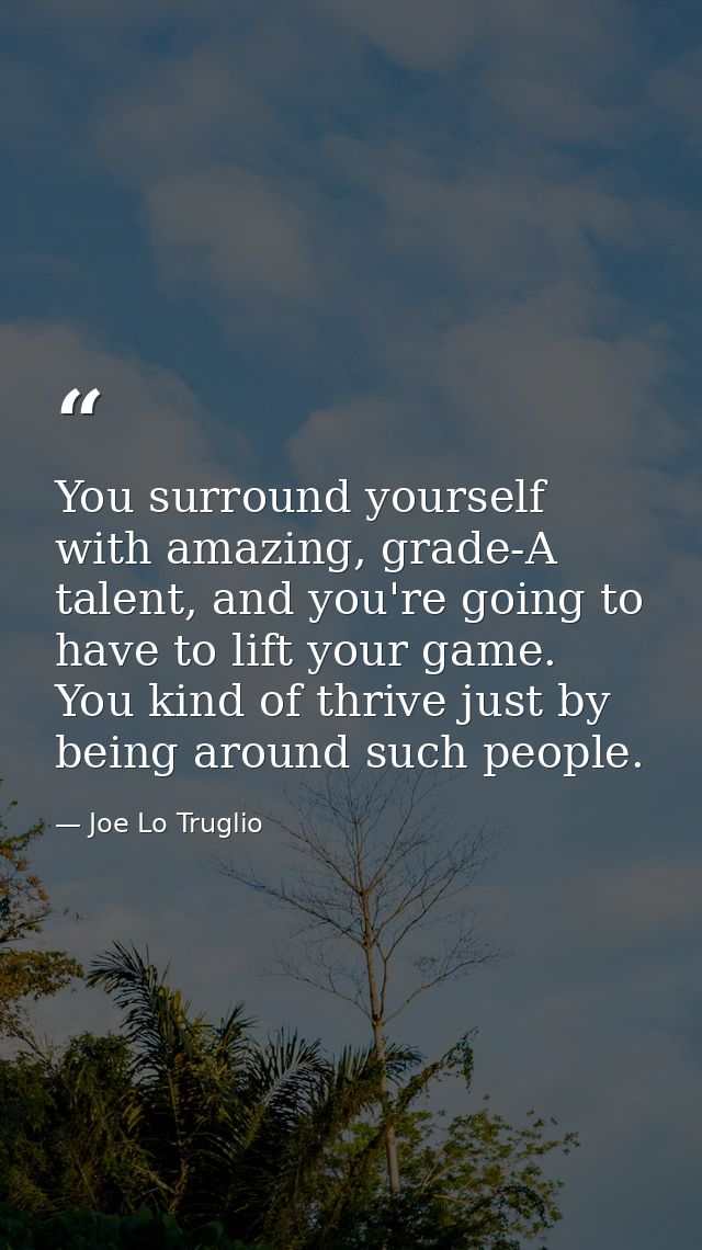 You surround yourself with amazing, grade-A talent, and you're going to have to lift your game. You kind of thrive just  — Joe Lo Truglio
