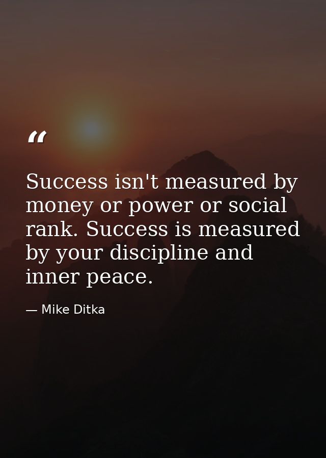Success isn't measured by money or power or social rank. Success is measured by your discipline and inner peace. — Mike Ditka