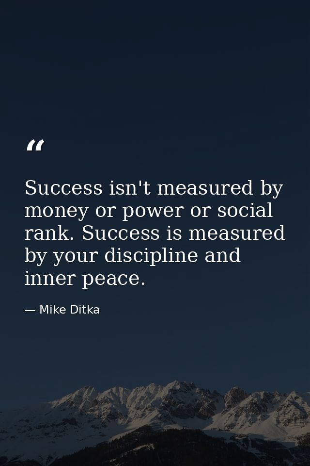 Success isn't measured by money or power or social rank. Success is measured by your discipline and inner peace. — Mike Ditka