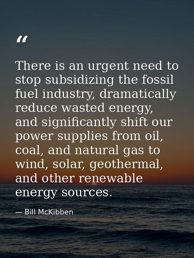 There is an urgent need to stop subsidizing the fossil fuel industry, dramatically reduce wasted energy, and significant — Bill McKibben