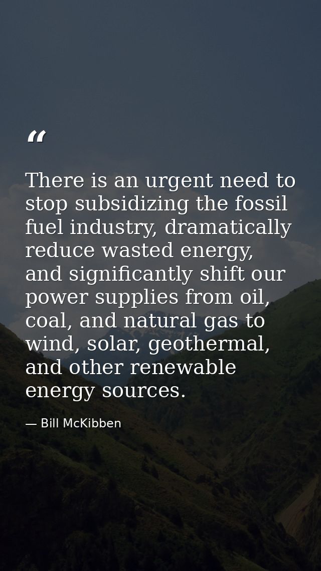There is an urgent need to stop subsidizing the fossil fuel industry, dramatically reduce wasted energy, and significant — Bill McKibben