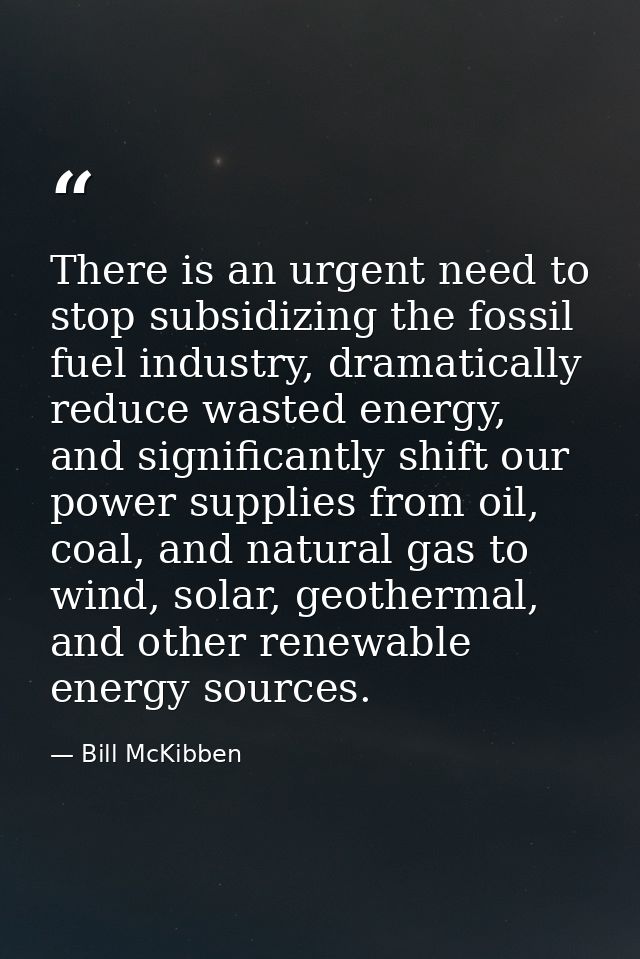 There is an urgent need to stop subsidizing the fossil fuel industry, dramatically reduce wasted energy, and significant — Bill McKibben